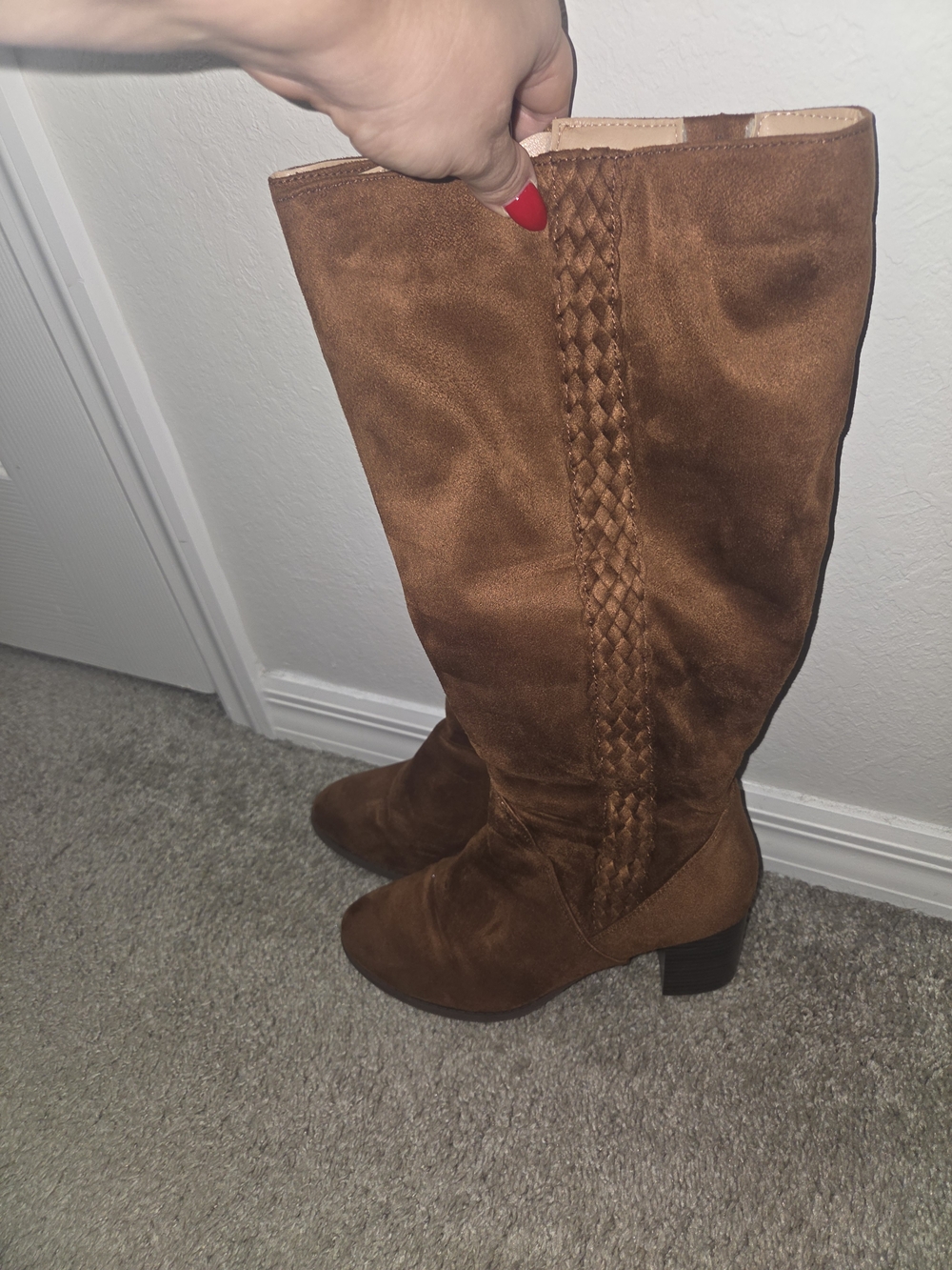 Journee Collection Chestnut Braided Over-the-Knee Boots